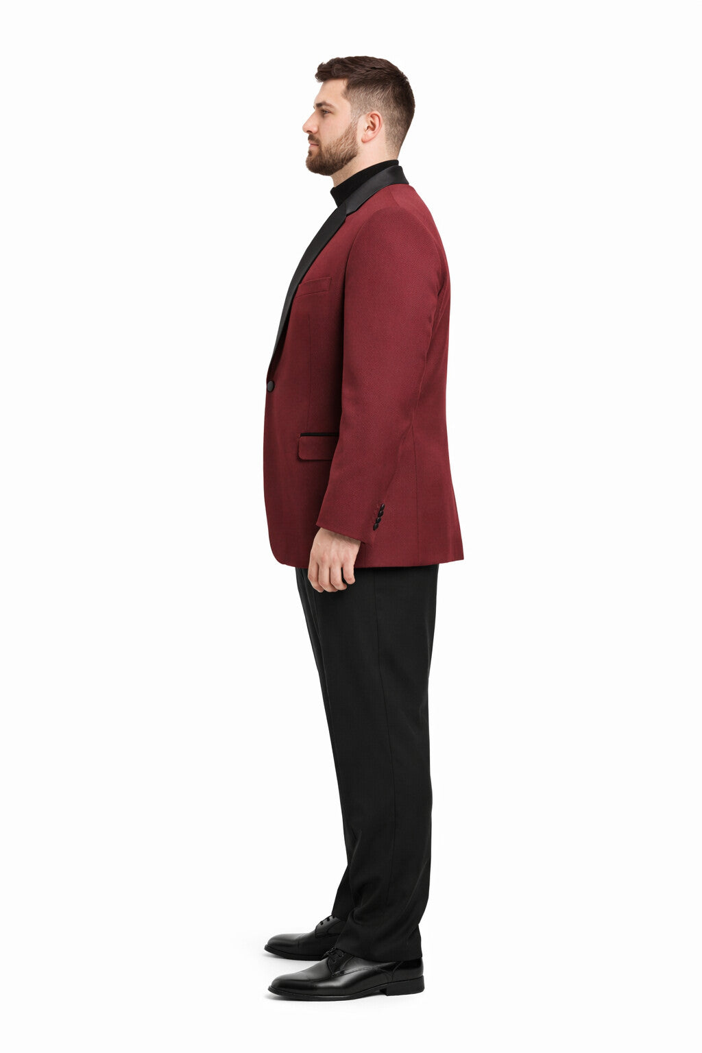 Mens Big and Tall Blazer - Burgundy Plus Size Tuxedo Jacket - Image 3
