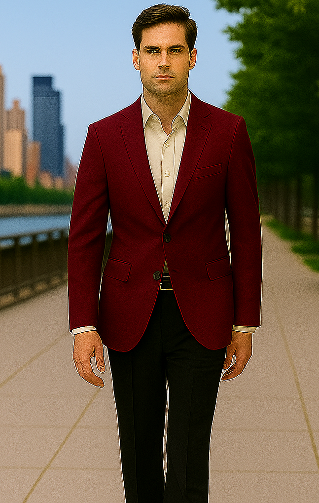 Men'S Burgundy ~ Maroon ~ Wine Fashion Imported Suit - Image 3