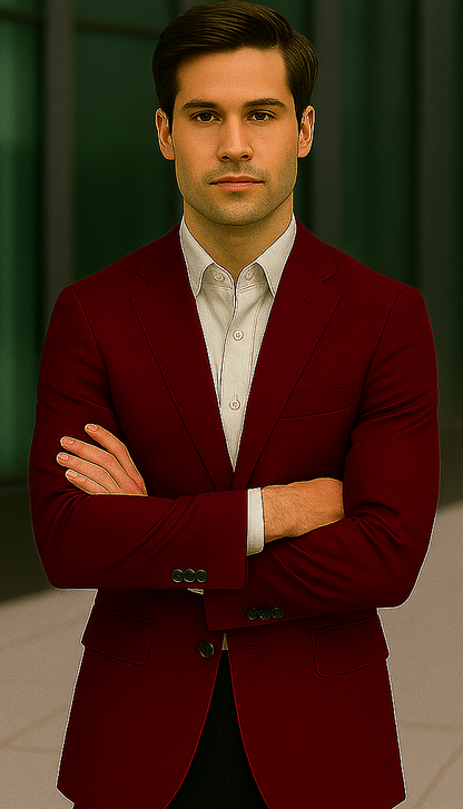 Men'S Burgundy ~ Maroon ~ Wine Fashion Imported Suit - Image 5