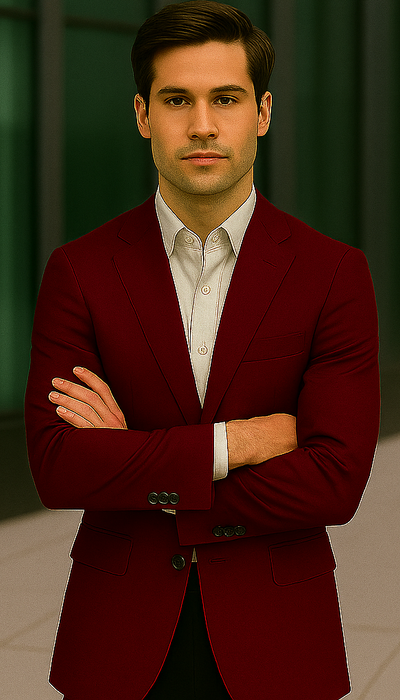 Men'S Burgundy ~ Maroon ~ Wine Fashion Imported Suit