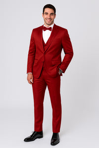 Mens Modern Fit Shiny Sharkskin Suit in Purple