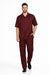 New Mens 2pc Walking Suit Short Sleeve Casual Shirt and Pants Set - Burgundy
