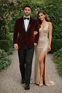 Velvet Blazer - Mens Velvet Jacket Mens 2 Button Modern Fit Suits Shawl Lapel  Wine ~ Maroon Burgundy Suit