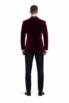 Men'S Burgundy ~ Wine ~ Maroon Color Big And Tall Blazers Cheap Priced Velvet ~ Velour Clearance Blazer / Sport Coat - Image 2
