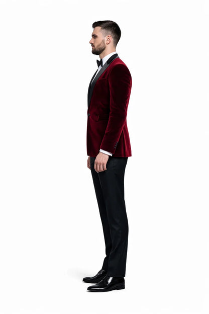 Men'S Burgundy ~ Wine ~ Maroon Color Big And Tall Blazers Cheap Priced Velvet ~ Velour Clearance Blazer / Sport Coat - Image 7