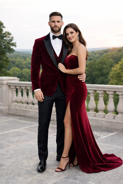 Men'S Burgundy ~ Wine ~ Maroon Color Big And Tall Blazers Cheap Priced Velvet ~ Velour Clearance Blazer / Sport Coat - Image 3