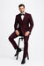 Men's Designer Double Breasted Wool Suit in Burgundy