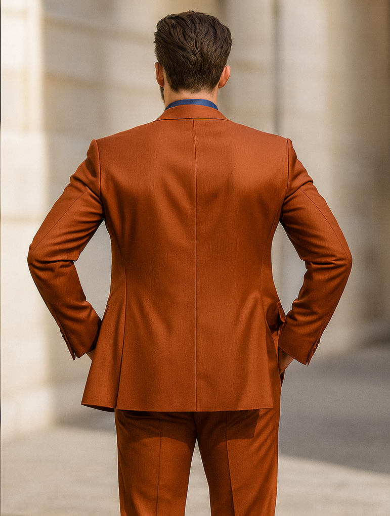 Designer Orange 3-Piece Suit – Elegant Men’s Formal Attire - Image 2