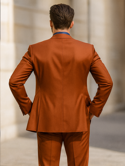Designer Orange 3-Piece Suit – Elegant Men’s Formal Attire - Image 2