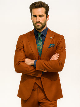 Designer Orange 3-Piece Suit – Elegant Men’s Formal Attire - Image 5