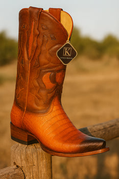 King Exotic Men's Caiman Belly Snip Toe Boots - Image 16