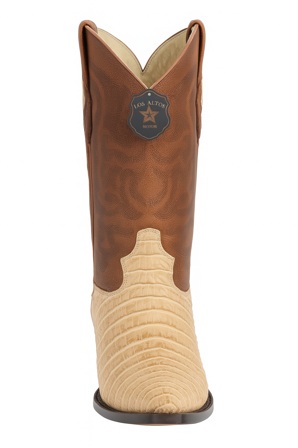 Los Altos Boots Honey Caiman Belly Cognac Cowboy Boots J-Toe - Image 7