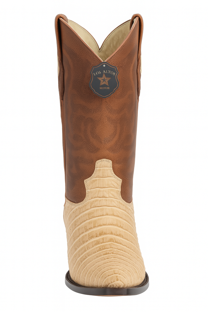 Los Altos Boots Honey Caiman Belly Cognac Cowboy Boots J-Toe - Image 7