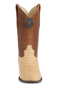 Los Altos Boots Honey Caiman Belly Cognac Cowboy Boots J-Toe