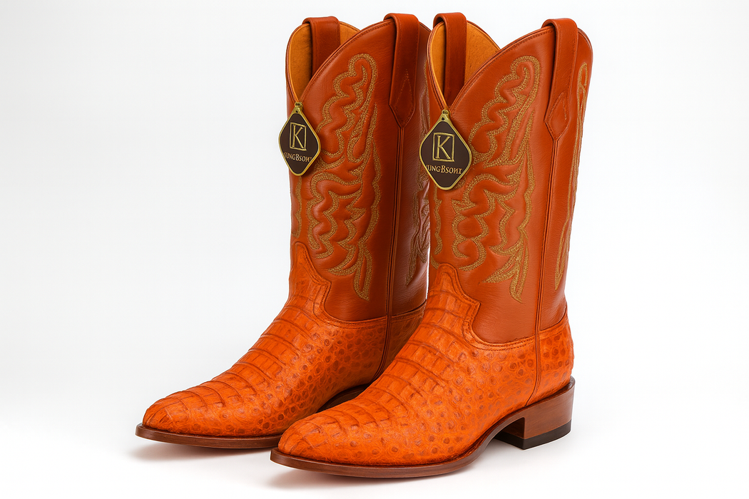 Mens King Exotic Caiman Hornback Cowboy Boots Cognac (4980203)