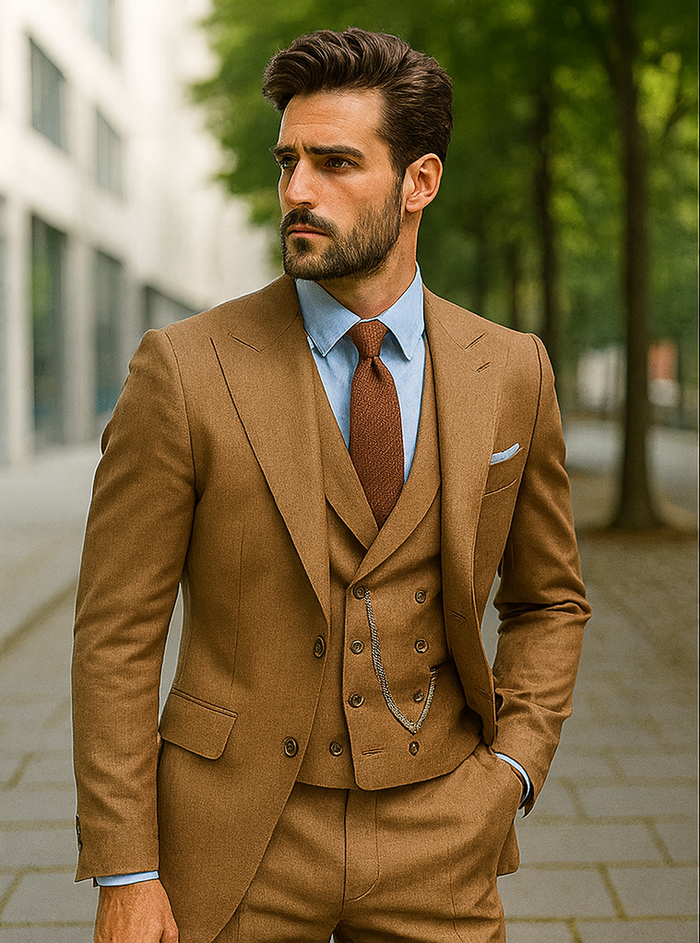 Designer Brown Three-Piece Suit – Business & Wedding Attire - Image 3