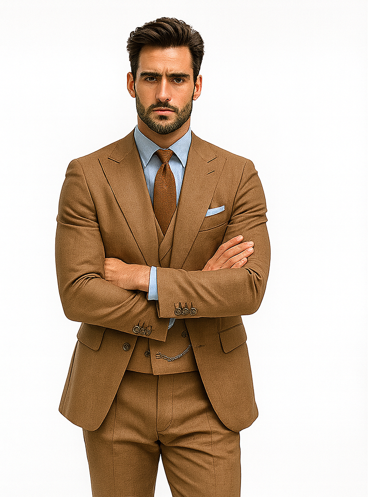 Designer Brown Three-Piece Suit – Business & Wedding Attire - Image 5