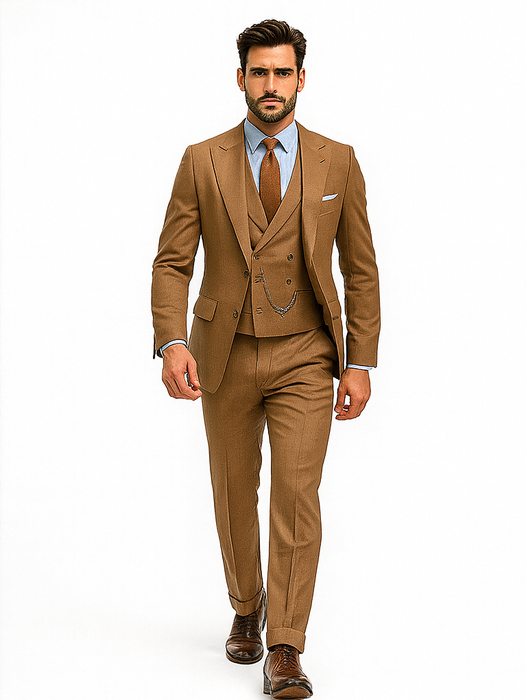 Designer Brown Three-Piece Suit – Business & Wedding Attire