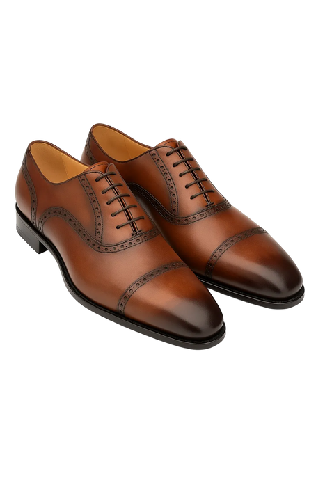 Amaro Leather Cap Toe Cognac By Mezlan Made In Spain Brand