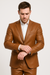 Mens Caramel Slim Fit Faux Leather Suit – 1 Button Notch Lapel