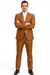 Mens Caramel Slim Fit Faux Leather Suit – 1 Button Notch Lapel
