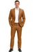 Mens Caramel Slim Fit Faux Leather Suit – 1 Button Notch Lapel