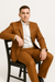 Mens Caramel Slim Fit Faux Leather Suit – 1 Button Notch Lapel