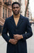 Men's Navy Full Length Belted Overcoat Porter