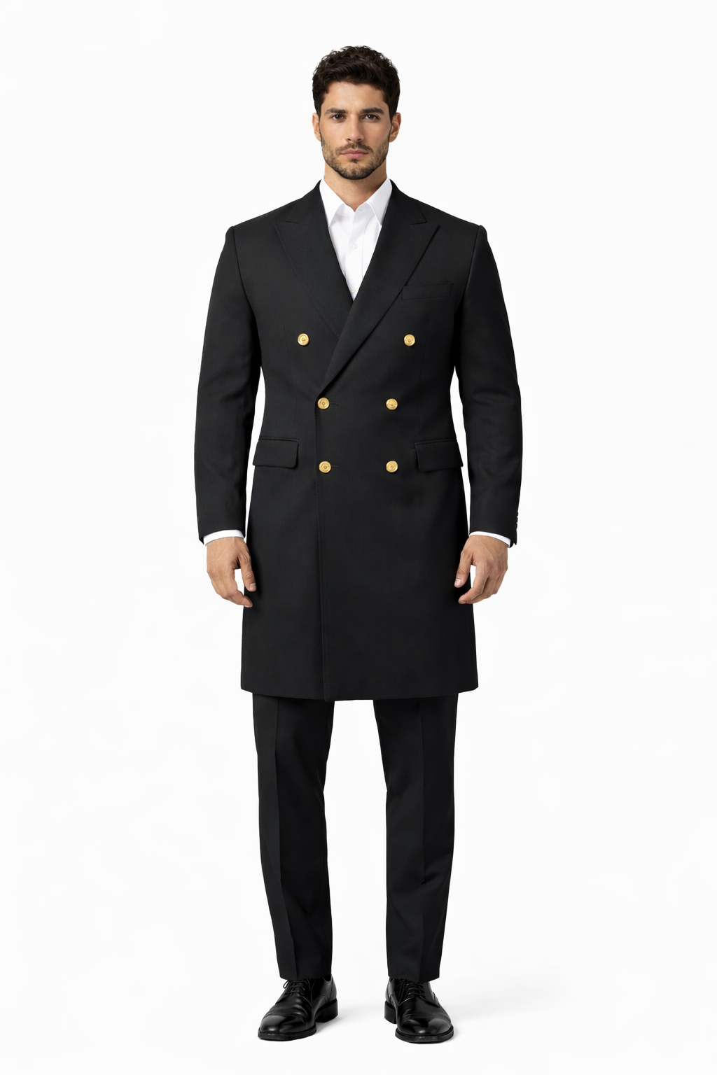 Men's Charcoal 44Inch Long Double Breasted Overcoat Winter Men's Topcoat Sale
