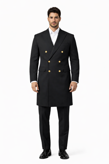 Men's Charcoal 44Inch Long Double Breasted Overcoat Winter Men's Topcoat Sale