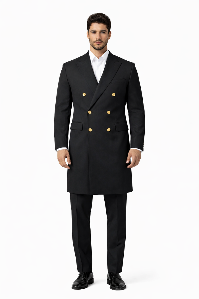 Men's Charcoal 44Inch Long Double Breasted Overcoat Winter Men's Topcoat Sale