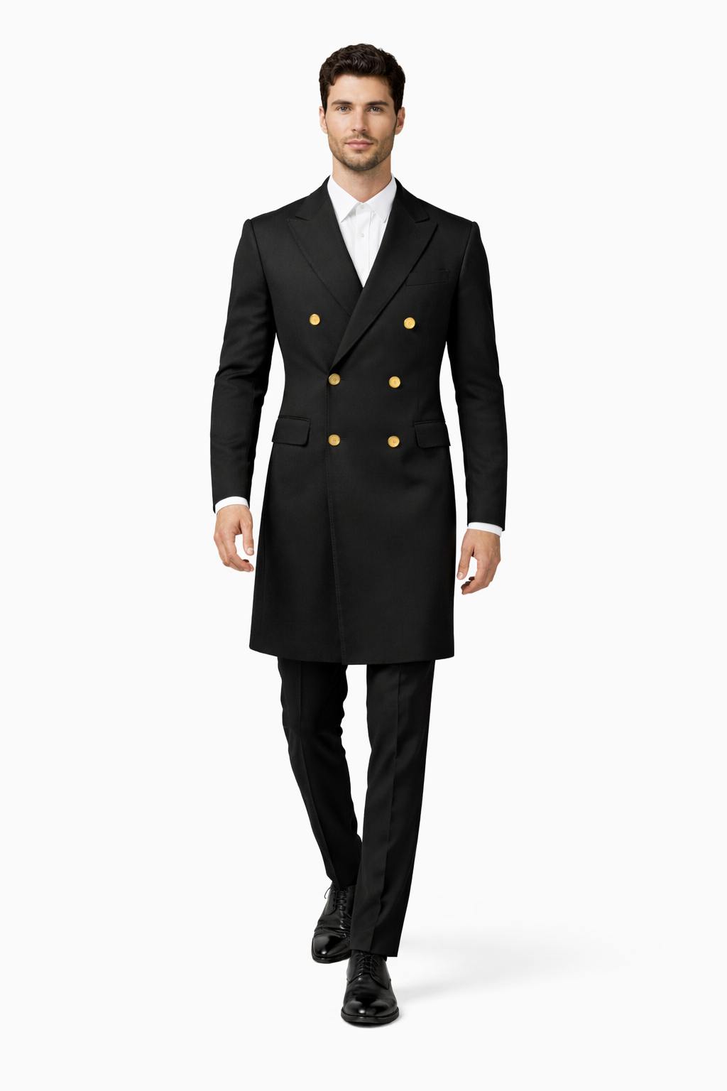 Men's Charcoal 44Inch Long Double Breasted Overcoat Winter Men's Topcoat Sale