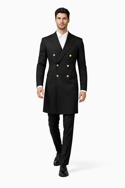 Men's Charcoal 44Inch Long Double Breasted Overcoat Winter Men's Topcoat Sale