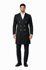 Men's Charcoal 44Inch Long Double Breasted Overcoat Winter Men's Topcoat Sale