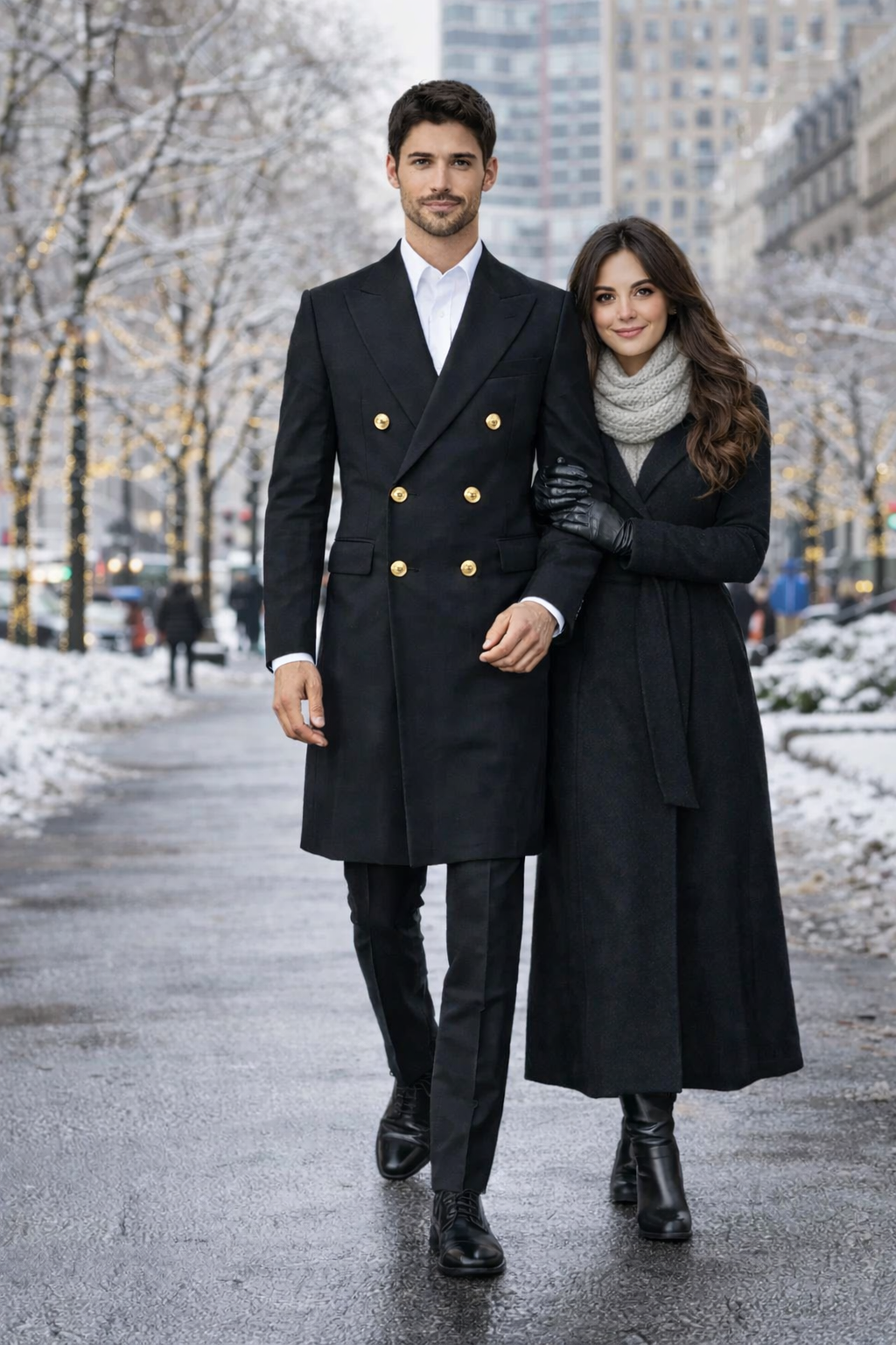 Men's Charcoal 44Inch Long Double Breasted Overcoat Winter Men's Topcoat Sale