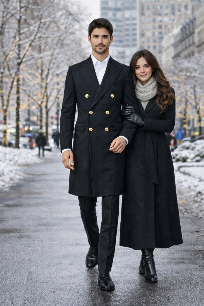 Men's Charcoal 44Inch Long Double Breasted Overcoat Winter Men's Topcoat Sale