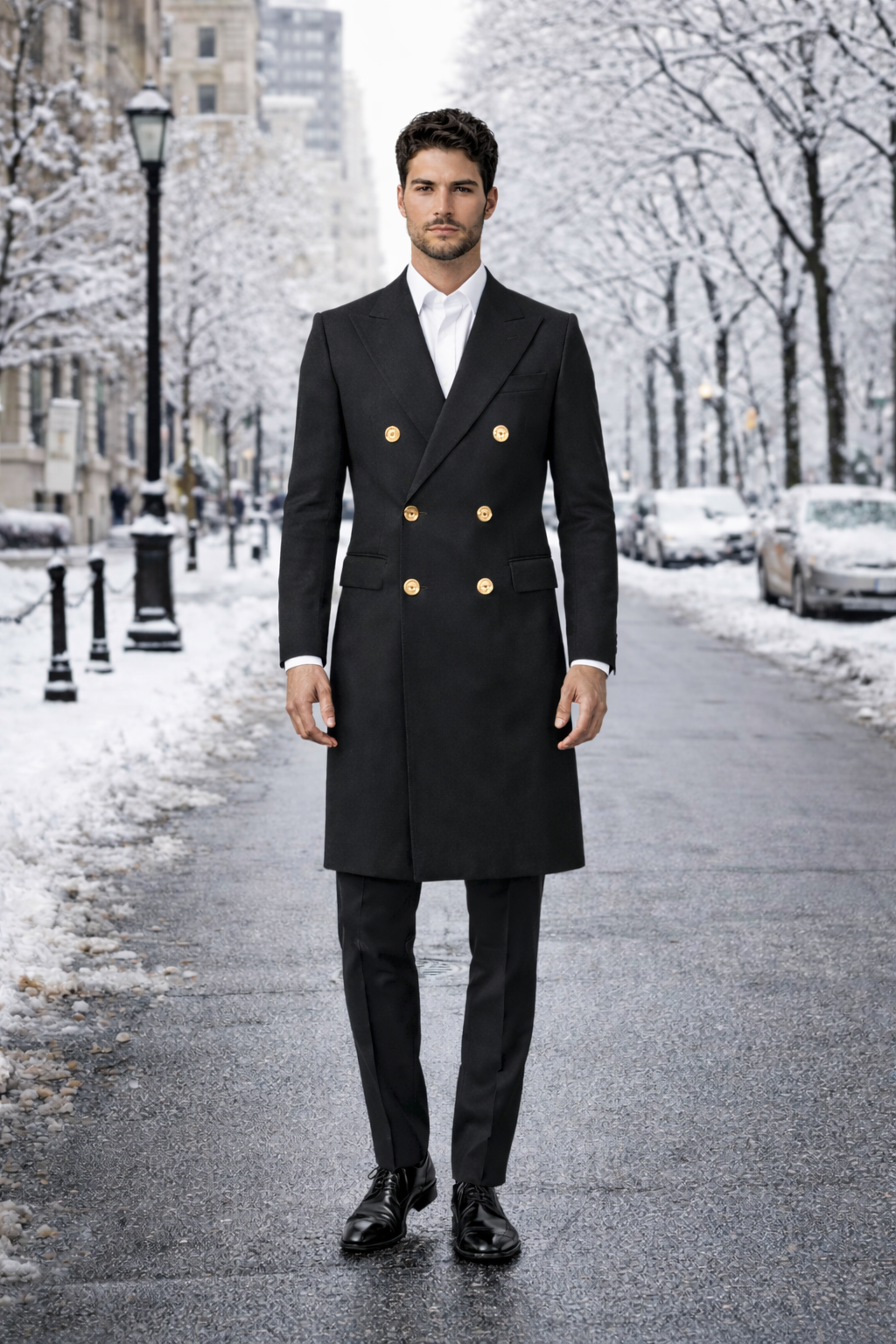 Men's Charcoal 44Inch Long Double Breasted Overcoat Winter Men's Topcoat Sale