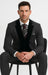 Men's Charcoal Gray 3-Piece Suit with Black Velvet Lapel – Formal Business and Wedding Attire - Gray Tuxedo