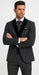 Men's Charcoal Gray 3-Piece Suit with Black Velvet Lapel – Formal Business and Wedding Attire - Gray Tuxedo