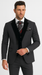 Men's Charcoal Gray 3-Piece Suit with Black Velvet Lapel – Formal Business and Wedding Attire - Gray Tuxedo