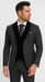 Men's Charcoal Gray 3-Piece Suit with Black Velvet Lapel – Formal Business and Wedding Attire - Gray Tuxedo