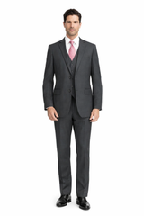 Mens Charcoal Tiglio Suit – Classic 3 Piece Dark Grey Suit for Business, Wedding and Formal Wear