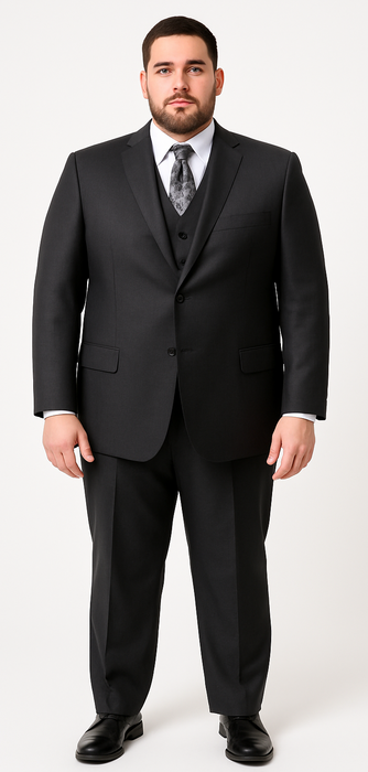 Vitali Brand Suits - Men's Charcoal  Regular Fit Vested Suit