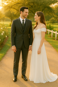 Vitali Brand Suits - Men's Charcoal  Regular Fit Vested Suit