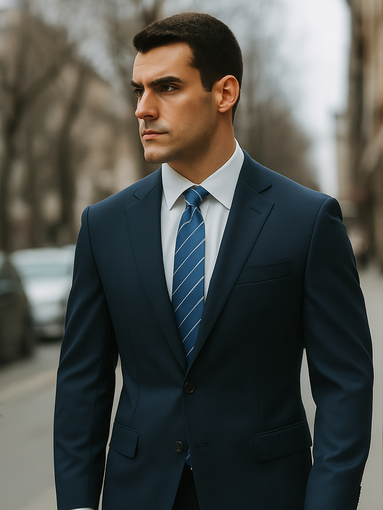 Men's Cheap Priced Dark Navy Blue Suit For Men  2 Button Slim Fit Suit With Flat Front Pant Cheap Suits For Men - Image 3