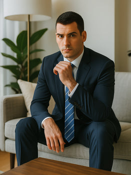 Men's Cheap Priced Dark Navy Blue Suit For Men  2 Button Slim Fit Suit With Flat Front Pant Cheap Suits For Men - Image 4