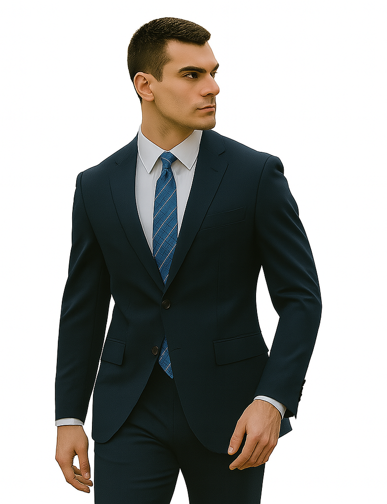 Men's Cheap Priced Dark Navy Blue Suit For Men  2 Button Slim Fit Suit With Flat Front Pant Cheap Suits For Men - Image 7