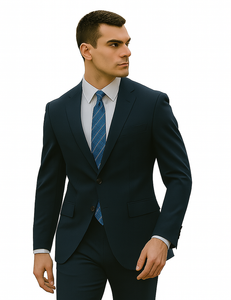 Men's Cheap Priced Dark Navy Blue Suit For Men  2 Button Slim Fit Suit With Flat Front Pant Cheap Suits For Men