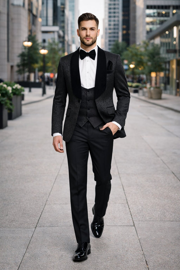 Rossi Man RM1446 – Classic 3-Piece Smoking Style Tuxedo Suit for Men