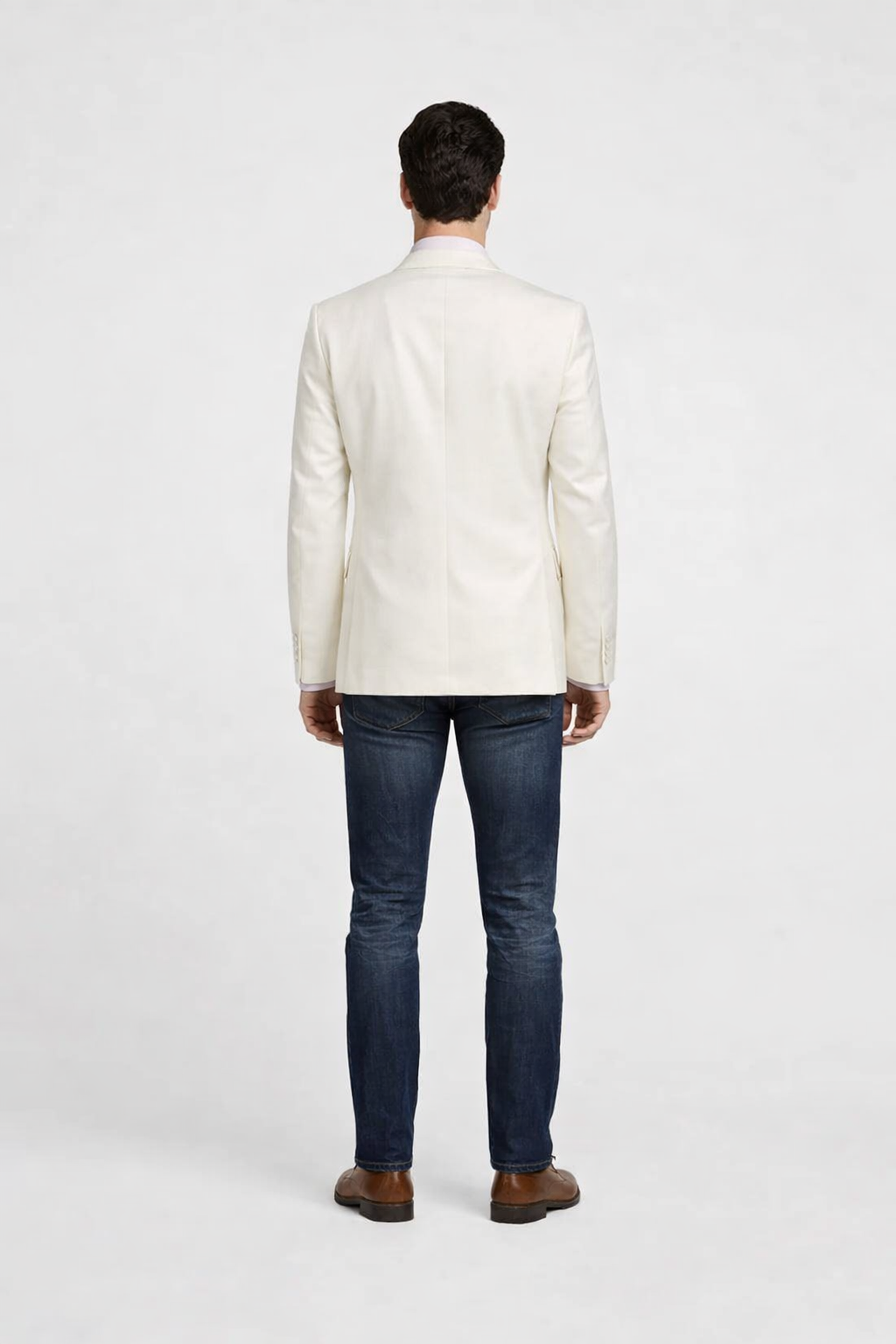 Men's Classic Fit 2 Button White Solid Linen Sport Coat Blazer - Image 2